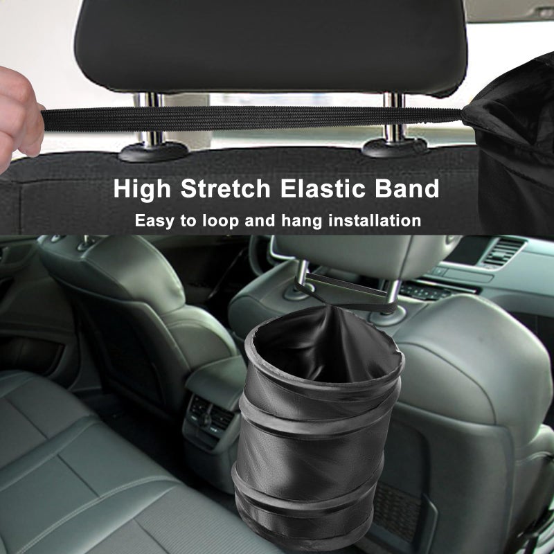 Kincown Car Trash Bin  2 Packs Pop-up Car Trash Can  Medium-Sized Collapsible Garbage Can with Elastic Band Hanging  Double-Layer Washable Vehicle Trash Can  hook and loop Waste Basket Bin - Image 4